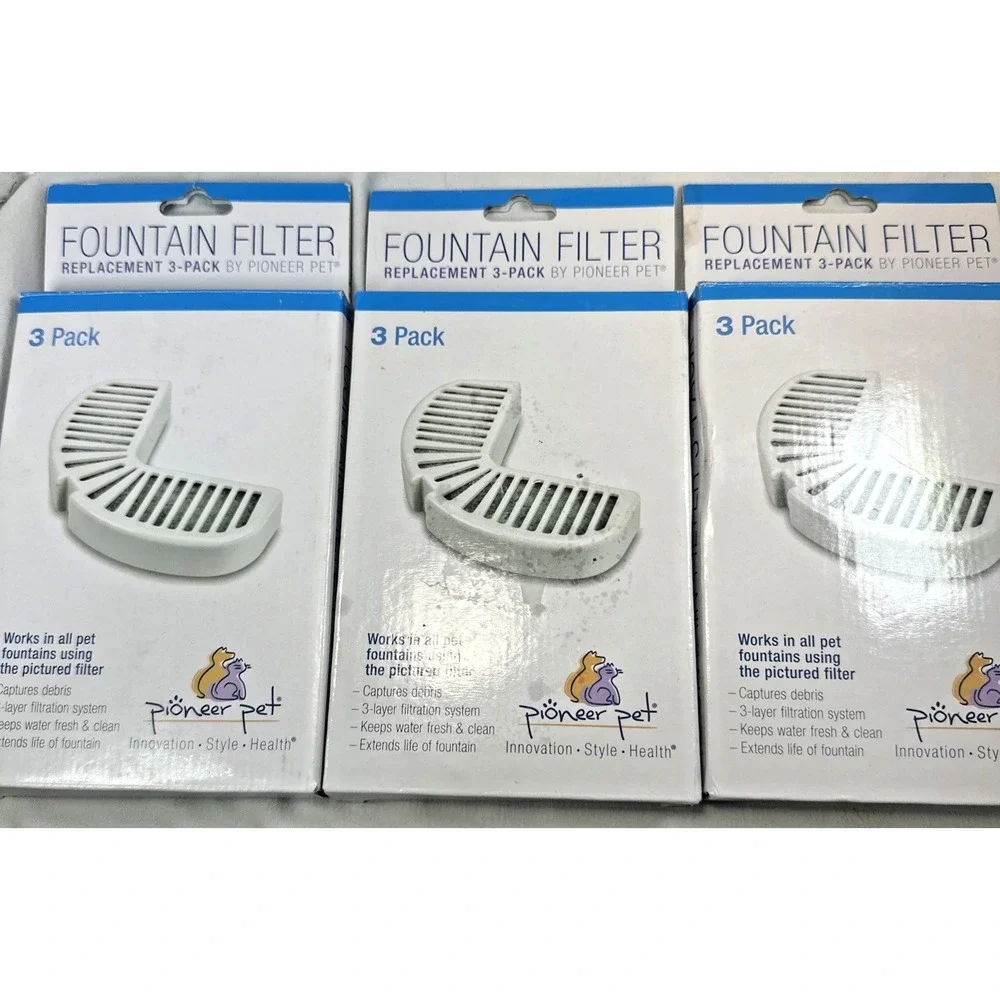 Set Of 3 (9)NEW Pioneer Pet Fountain Replacement Water Filters 3 Pack Part 3002